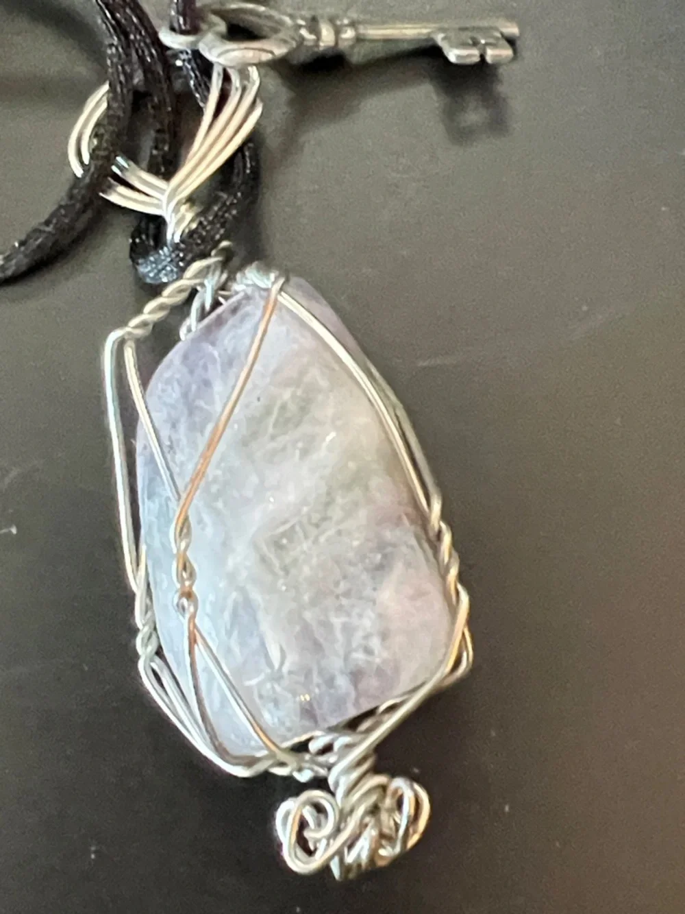 4/$20 Wire-Wrapped Fluorite Pendant Necklace in Purple and Green Tones - Picture 2 of 2